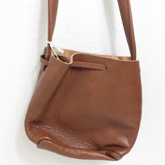 Shaffer LA Greta Bucket Crossbody Bag Brown Grained Leather Drawstring Close NWT - Picture 11 of 14